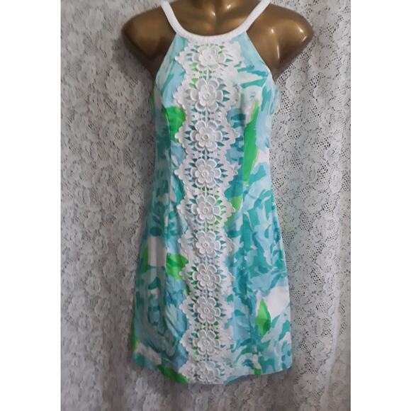 Lilly Pulitzer Sz 00 PEARL in First Impression Poolside Blue Dress Shift - Picture 7 of 7